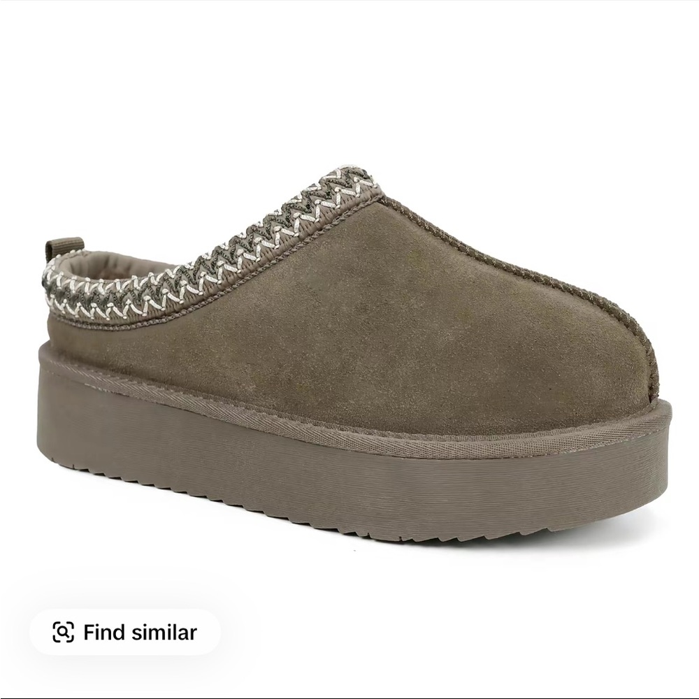 Women's Taupe Suede Platform Slip-On Mule